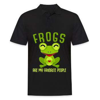 Frosch mit Herz Frösche - Männer Poloshirt - Schwarz - Vorne - Kai (181cm)