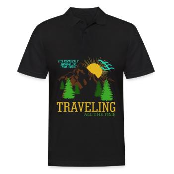 Reise Verreisen Wandern Urlaub - Männer Poloshirt - Schwarz - Vorne - Kai (181cm)
