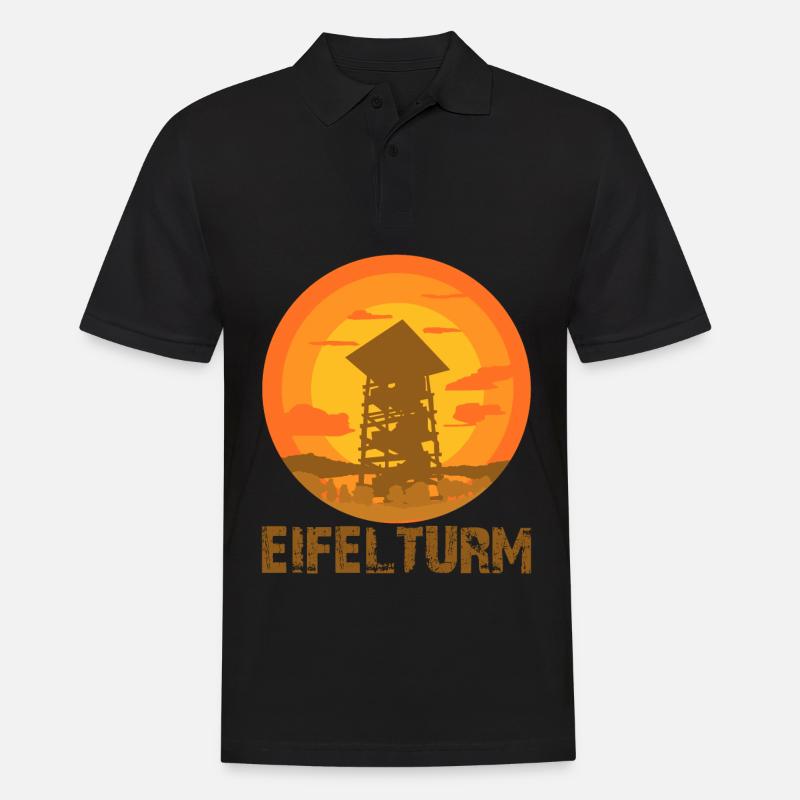 Eifel Wandern Aussichtsturm Eifler - Männer Poloshirt - Schwarz