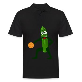 Gurke spielt Basketball Gurken - Männer Poloshirt - Schwarz - Vorne - Kai (181cm)