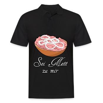Mettbrötchen Hackfleisch Mett Hack - Männer Poloshirt - Schwarz - Vorne - Kai (181cm)