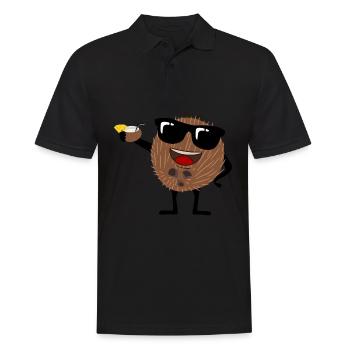 Coconut with sunglasses Coconuts - Men's Polo Shirt - black - Front - Kai (181cm)