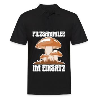 Pilzsammler im Einsatz Pilze Pilz - Männer Poloshirt - Schwarz - Vorne - Kai (181cm)