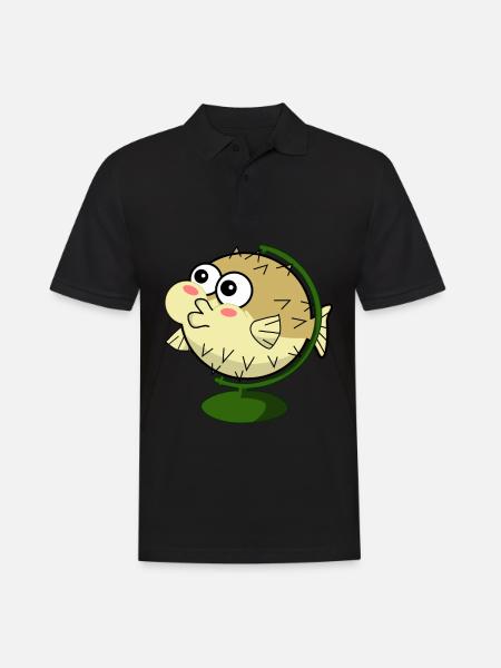 Funny puffer fish - Men's Polo Shirt - black