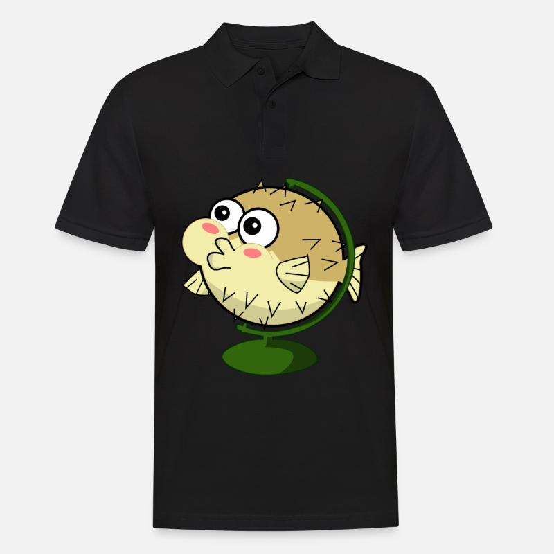 Lustiger Kugelfisch - Männer Poloshirt - Schwarz