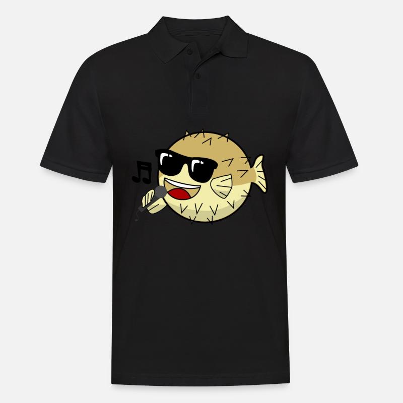 Singing Puffer Fish - Männer Poloshirt - Schwarz