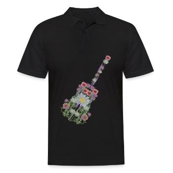 Guitare Fleurs Guitariste Musique - Polo Homme - noir - Devant - Kai (181cm)