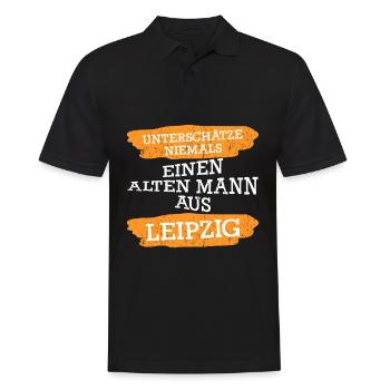 Leipzig alter Mann Stadt Leipziger - Männer Poloshirt - Schwarz - Vorne - Kai (181cm)