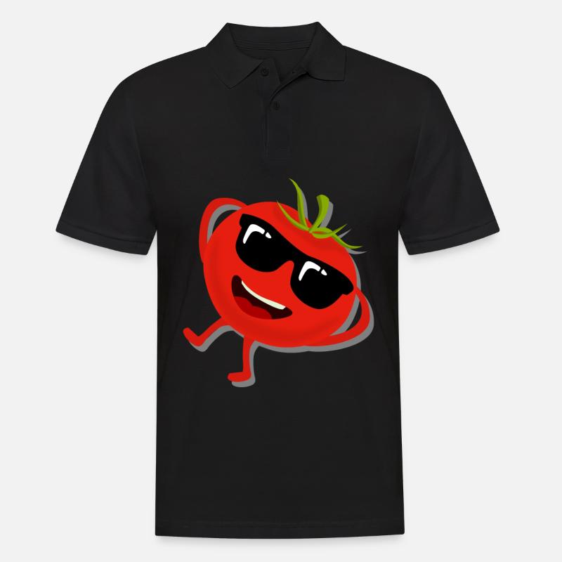 Tomato with Sunglasses Tomatoes - Männer Poloshirt - Schwarz