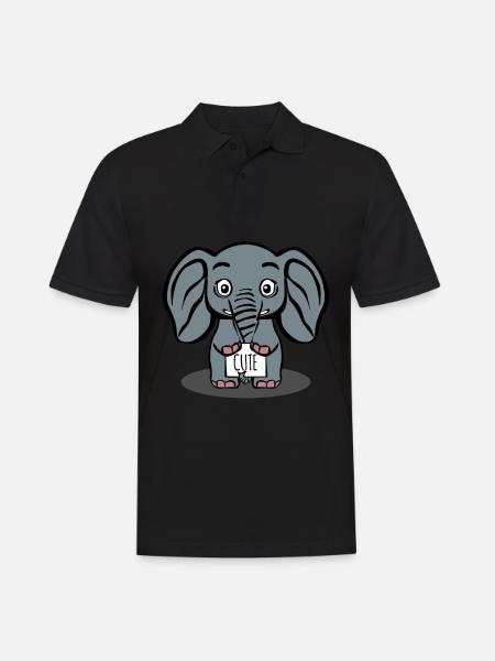 Éléphant Éléphants mignons - Polo Homme - noir