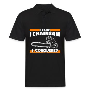 Chain Saw Cutting Wood Chainsaw - Men's Polo Shirt - black - Front - Kai (181cm)