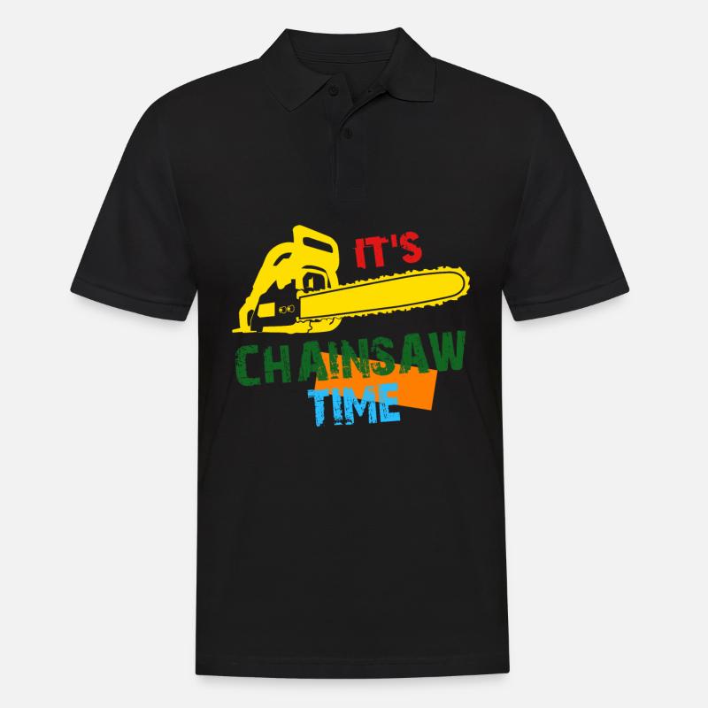 Chainsaw Retro Chain Saw - Männer Poloshirt - Schwarz