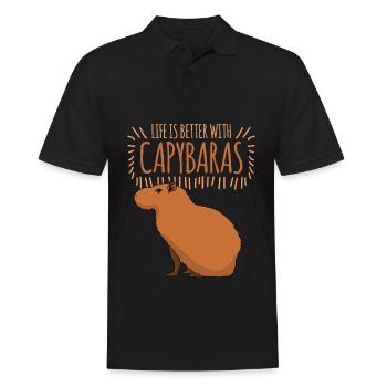 Capybara Capybaras - Männer Poloshirt - Schwarz - Vorne - Kai (181cm)