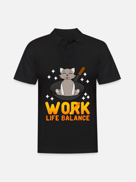 Wok Cat Cooking - Men's Polo Shirt - black