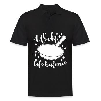 Wok Kochpfanne - Männer Poloshirt - Schwarz - Vorne - Kai (181cm)