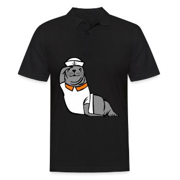 Seal Sailor Pinneped - Männer Poloshirt - Schwarz - Vorne - Kai (181cm)