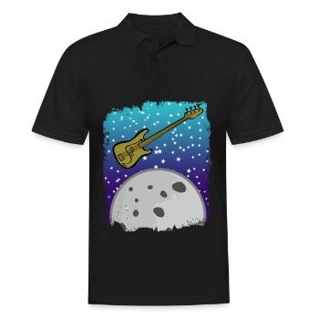 Guitare basse avec lune dans l’espace - Polo Homme - noir - Devant - Kai (181cm)