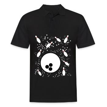 Bowling Ball in Space with Bowling Pins - Männer Poloshirt - Schwarz - Vorne - Kai (181cm)
