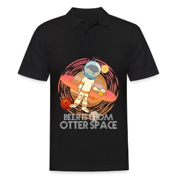 Otter in Space with Beer - Men's Polo Shirt - black - Front - Kai (181cm)