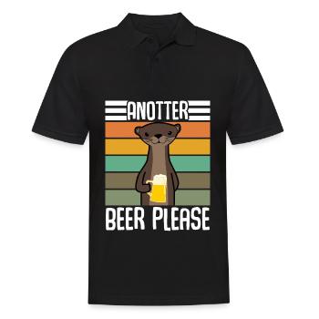 Otter With Retro Beer - Männer Poloshirt - Schwarz - Vorne - Kai (181cm)