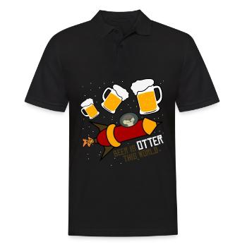 Otters in Space with Beer - Men's Polo Shirt - black - Front - Kai (181cm)
