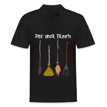 Sorcière Sorcellerie Balai de sorcière Halloween - Polo Homme - noir - Devant - Kai (181cm)