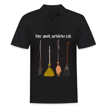 Balai de sorcière Halloween sorcière sorcellerie - Polo Homme - noir - Devant - Kai (181cm)