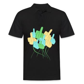 Middle Finger Flower Misanthrope - Männer Poloshirt - Schwarz - Vorne - Kai (181cm)