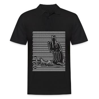 Middle Finger Wave Misanthrope - Männer Poloshirt - Schwarz - Vorne - Kai (181cm)