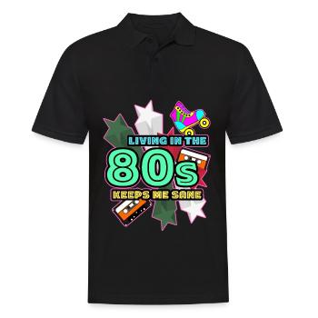 1980's 80s Retro - Men's Polo Shirt - black - Front - Kai (181cm)