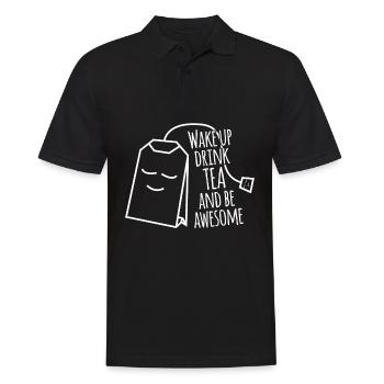 Sachet de thé tasse à thé des buveurs de thé - Polo Homme - noir - Devant - Kai (181cm)