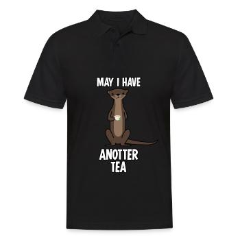 Loutre avec tasse de thé et sachet de thé - Polo Homme - noir - Devant - Kai (181cm)