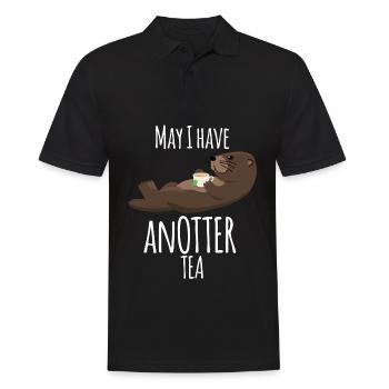 Loutre avec tasse de thé sachet de thé - Polo Homme - noir - Devant - Kai (181cm)