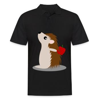 Hedgehog with Apple Hedgehogs - Männer Poloshirt - Schwarz - Vorne - Kai (181cm)