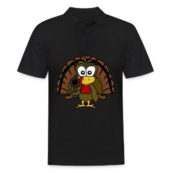 Dinde avec pistolet Dindes de Thanksgiving - Polo Homme - noir - Devant - Kai (181cm)