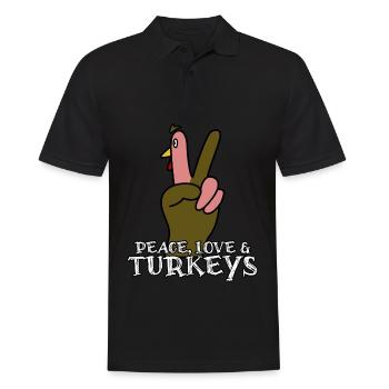 Peace Thanksgiving Turkeys Turkey - Männer Poloshirt - Schwarz - Vorne - Kai (181cm)