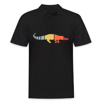 Retro Alligator - Männer Poloshirt - Schwarz - Vorne - Kai (181cm)