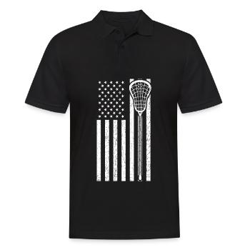 Lacrosse USA Flag - Men's Polo Shirt - black - Front - Kai (181cm)