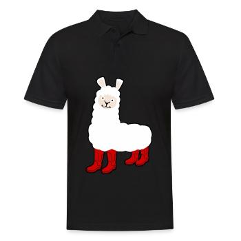 Alpaca with Red Rain Boots - Men's Polo Shirt - black - Front - Kai (181cm)