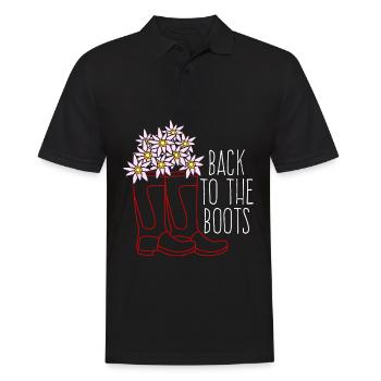 Red Rain Boots and Flowers - Men's Polo Shirt - black - Front - Kai (181cm)