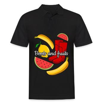 Red Rain Boots and Fruits - Men's Polo Shirt - black - Front - Kai (181cm)