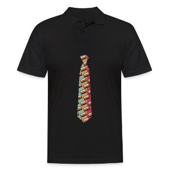 Cassette Tie Cassettes 90s 80s - Männer Poloshirt - Schwarz - Vorne - Kai (181cm)