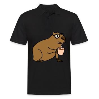 Capybara Coffee Capybaras - Männer Poloshirt - Schwarz - Vorne - Kai (181cm)