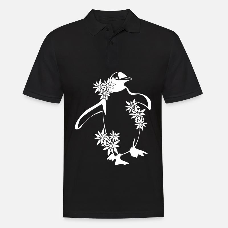 Penguin with Flowers Penguins - Männer Poloshirt - Schwarz