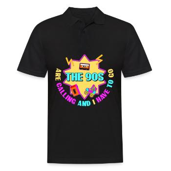 90s Joke Retro 1990 Disco - Männer Poloshirt - Schwarz - Vorne - Kai (181cm)