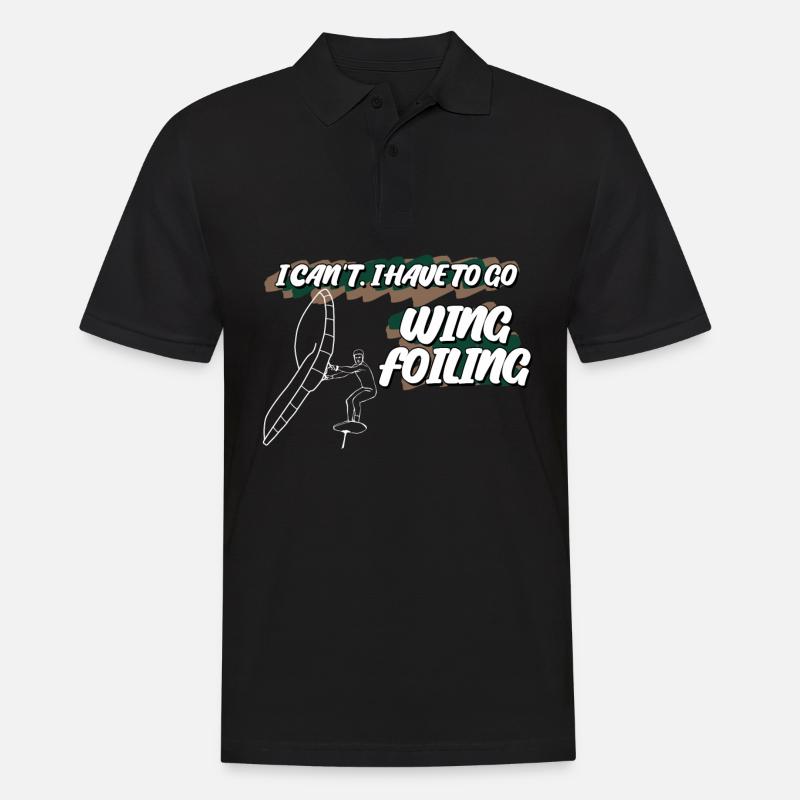 Wing Foiling Winging Wingsurfing - Männer Poloshirt - Schwarz