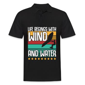 Wing Foiling Winging Foilboard - Männer Poloshirt - Schwarz - Vorne - Kai (181cm)