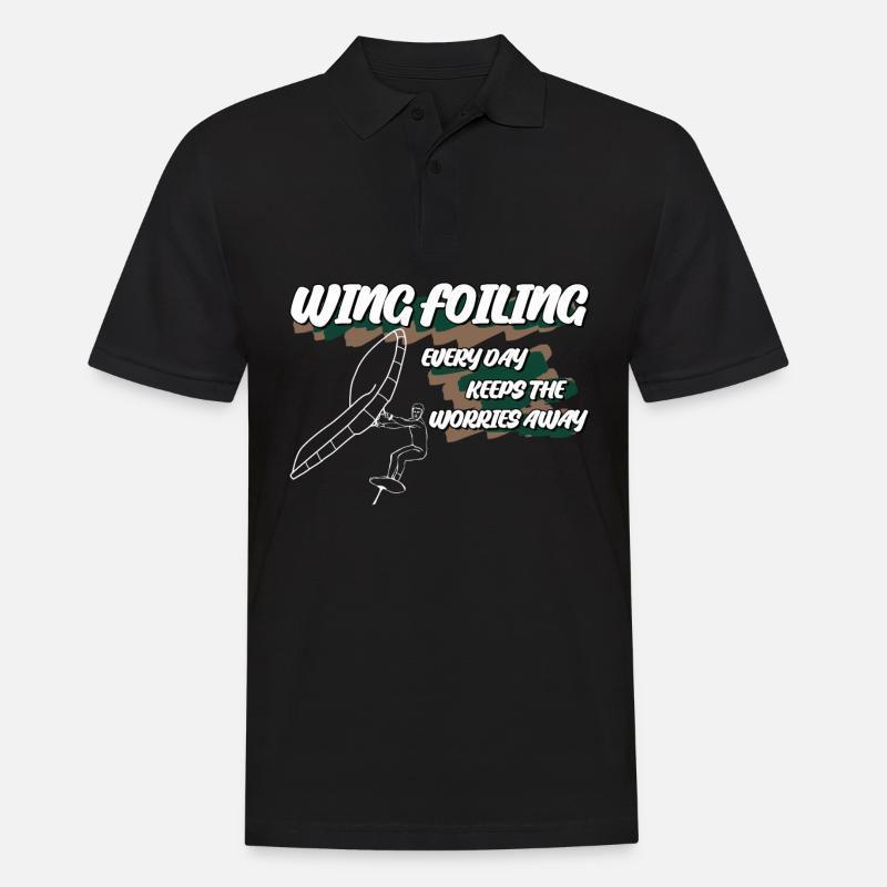 Wingsurfing Wing Foiling Winging - Männer Poloshirt - Schwarz