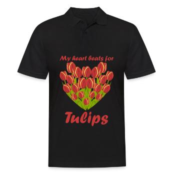 Tulipes Fleurs Coeur Jardin Tulipe - Polo Homme - noir - Devant - Kai (181cm)