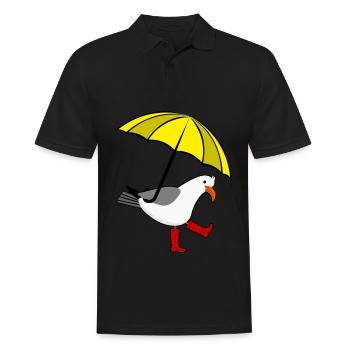 Seagull yellow Umbrella red Rain boots - Männer Poloshirt - Schwarz - Vorne - Kai (181cm)
